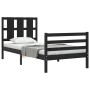 Estructura de cama con cabecero madera maciza negro 100x200 cm de vidaXL, Camas y somieres - Ref: Foro24-3194110, Precio: 126...