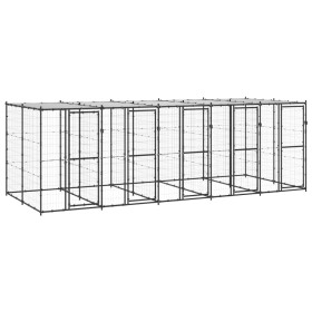 Hundezwinger aus Stahl mit Dach 12,1 m² (12,1 sqm) von vidaXL, Hundehütten und Zäune - Ref: Foro24-3082252, Preis: 879,29 €, ...