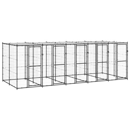 Hundezwinger aus Stahl mit Dach 12,1 m² (12,1 sqm) von vidaXL, Hundehütten und Zäune - Ref: Foro24-3082252, Preis: 879,29 €, ...