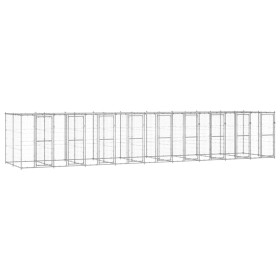 Outdoor galvanized steel dog kennel with a roof, 21.78 m² by vidaXL, Dog kennels and fences - Ref: Foro24-3082278, Price: 1,0...