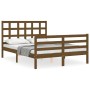 Estructura de cama matrimonio con cabecero madera marrón miel de vidaXL, Camas y somieres - Ref: Foro24-3193959, Precio: 150,...