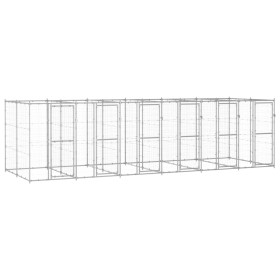 Outdoor galvanized steel dog kennel 14.52 m² by vidaXL, Dog kennels and fences - Ref: Foro24-3082286, Price: 870,79 €, Discou...