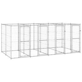 Outdoor galvanized steel dog kennel 9.68 m² by vidaXL, Dog kennels and fences - Ref: Foro24-3082284, Price: 575,99 €, Discoun...