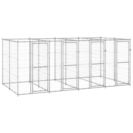 Outdoor galvanized steel dog kennel 9.68 m² by vidaXL, Dog kennels and fences - Ref: Foro24-3082284, Price: 573,10 €, Discoun...