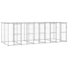 Outdoor steel kennel with roof 12.1 m² by vidaXL, Dog kennels and fences - Ref: Foro24-3082274, Price: 834,65 €, Discount: %