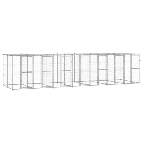 Galvanized steel outdoor kennel with roof 16.94 m² by vidaXL, Dog kennels and fences - Ref: Foro24-3082276, Price: 1,00 €, Di...