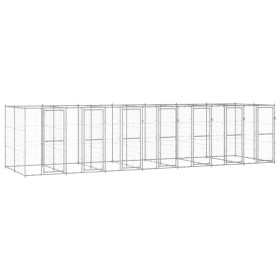 Galvanized steel outdoor kennel 16.94 m² by vidaXL, Dog kennels and fences - Ref: Foro24-3082287, Price: 995,01 €, Discount: %