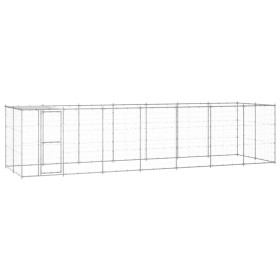 Galvanized steel outdoor kennel with roof 16.94 m² by vidaXL, Dog kennels and fences - Ref: Foro24-3082305, Price: 569,03 €, ...