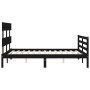 Bed frame with black solid wood headboard 140x200 cm by vidaXL, Beds and slatted bases - Ref: Foro24-3195095, Price: 152,99 €...