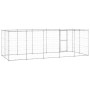 Perrera de exterior de acero galvanizado con techo 12,1 m² de vidaXL, Casetas y cercados para perros - Ref: Foro24-3082304, P...