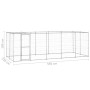 Perrera de exterior de acero galvanizado con techo 12,1 m² de vidaXL, Casetas y cercados para perros - Ref: Foro24-3082304, P...