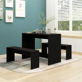 Set de muebles de baño 3 piezas madera de ingeniería negro de vidaXL, muebles para cocinas y comedores - Ref: Foro24-809477, ...