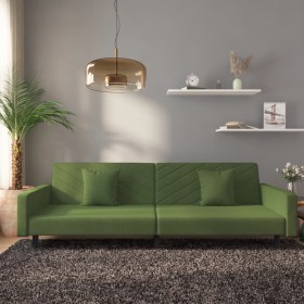 Sofá cama de 2 plazas con dos almohadas terciopelo verde oscuro de vidaXL, Sofás - Ref: Foro24-337630, Precio: 255,26 €, Desc...