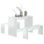 Juego de comedor 3 piezas madera contrachapada blanco brillante de vidaXL, muebles para cocinas y comedores - Ref: Foro24-809...