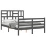 Double bed frame with gray solid wood headboard by vidaXL, Beds and slatted bases - Ref: Foro24-3194868, Price: 159,99 €, Dis...