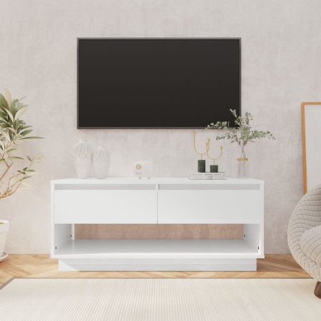 Glossy white plywood TV cabinet 102x41x44 cm by vidaXL, TV Furniture - Ref: Foro24-809491, Price: 52,39 €, Discount: %