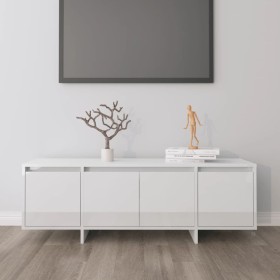 Glossy white plywood TV cabinet 120x30x40.5 cm by vidaXL, TV Furniture - Ref: Foro24-809581, Price: 84,39 €, Discount: %