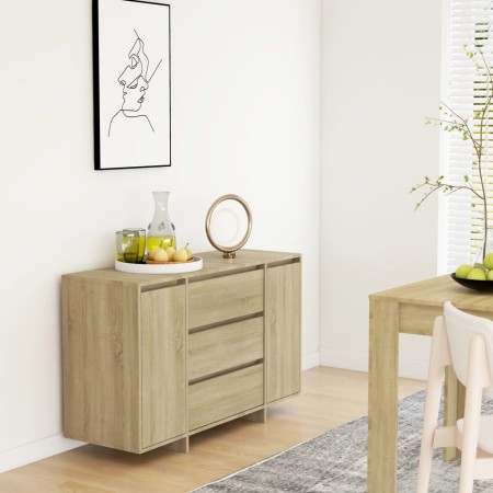 Sideboard with 3 Sonoma oak plywood drawers 120x41x75 cm by vidaXL, Sideboards - Ref: Foro24-809614, Price: 140,97 €, Discoun...