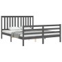 Estructura de cama con cabecero madera maciza gris 160x200 cm de vidaXL, Camas y somieres - Ref: Foro24-3194258, Precio: 159,...