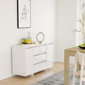 Sideboard with 3 drawers, white gloss plywood, 120x41x75 cm. by vidaXL, Sideboards - Ref: Foro24-809617, Price: 153,33 €, Dis...