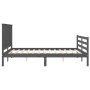 Gray solid wood bed frame with headboard 160x200 cm by vidaXL, Beds and slatted bases - Ref: Foro24-3194258, Price: 159,99 €,...