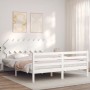 White solid wood bed frame with headboard 160x200 cm by vidaXL, Beds and slatted bases - Ref: Foro24-3195297, Price: 142,43 €...