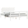 White solid wood bed frame with headboard 160x200 cm by vidaXL, Beds and slatted bases - Ref: Foro24-3195297, Price: 142,43 €...