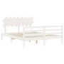 White solid wood bed frame with headboard 160x200 cm by vidaXL, Beds and slatted bases - Ref: Foro24-3195297, Price: 142,43 €...