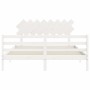 White solid wood bed frame with headboard 160x200 cm by vidaXL, Beds and slatted bases - Ref: Foro24-3195297, Price: 142,43 €...