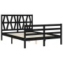 Bed frame with black solid wood headboard 140x200 cm by vidaXL, Beds and slatted bases - Ref: Foro24-3194380, Price: 158,96 €...