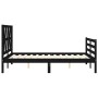 Bed frame with black solid wood headboard 140x200 cm by vidaXL, Beds and slatted bases - Ref: Foro24-3194380, Price: 158,96 €...