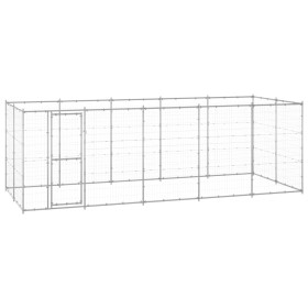 Galvanized steel outdoor kennel 12.1 m² by vidaXL, Dog kennels and fences - Ref: Foro24-3082309, Price: 447,35 €, Discount: %