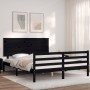 Bed frame with black solid wood headboard 160x200 cm by vidaXL, Beds and slatted bases - Ref: Foro24-3195235, Price: 164,99 €...