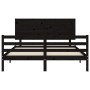 Bed frame with black solid wood headboard 160x200 cm by vidaXL, Beds and slatted bases - Ref: Foro24-3195235, Price: 164,99 €...