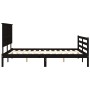 Bed frame with black solid wood headboard 160x200 cm by vidaXL, Beds and slatted bases - Ref: Foro24-3195235, Price: 164,99 €...