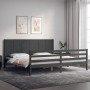 Gray solid wood bed frame with headboard 200x200 cm by vidaXL, Beds and slatted bases - Ref: Foro24-3194528, Price: 187,91 €,...