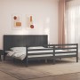 Gray solid wood bed frame with headboard 200x200 cm by vidaXL, Beds and slatted bases - Ref: Foro24-3194528, Price: 187,91 €,...