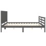 Gray solid wood bed frame with headboard 200x200 cm by vidaXL, Beds and slatted bases - Ref: Foro24-3194528, Price: 187,91 €,...