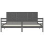 Gray solid wood bed frame with headboard 200x200 cm by vidaXL, Beds and slatted bases - Ref: Foro24-3194528, Price: 187,91 €,...