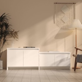 TV stand made of white plywood 146.5x35x50 cm by vidaXL, TV Furniture - Ref: Foro24-809809, Price: 70,58 €, Discount: %