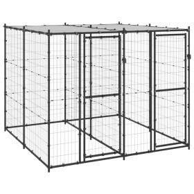 Outdoor steel kennel with roof 4.84 m² by vidaXL, Dog kennels and fences - Ref: Foro24-3082249, Price: 366,03 €, Discount: %