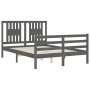 Double bed frame with gray solid wood headboard by vidaXL, Beds and slatted bases - Ref: Foro24-3194543, Price: 155,99 €, Dis...