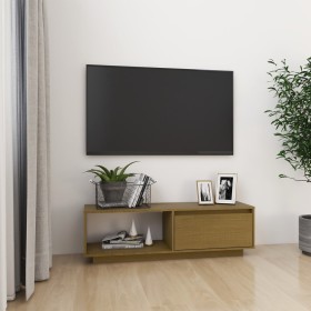 Mueble de TV de madera maciza pino marrón miel 110x30x33,5 cm de vidaXL, Muebles TV - Ref: Foro24-809891, Precio: 61,24 €, De...