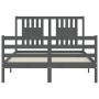 Double bed frame with gray solid wood headboard by vidaXL, Beds and slatted bases - Ref: Foro24-3194543, Price: 155,99 €, Dis...