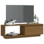 Mueble de TV de madera maciza pino marrón miel 110x30x33,5 cm de vidaXL, Muebles TV - Ref: Foro24-809891, Precio: 61,23 €, De...