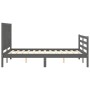 Double bed frame with gray solid wood headboard by vidaXL, Beds and slatted bases - Ref: Foro24-3194543, Price: 155,99 €, Dis...