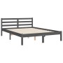 Double bed frame with gray solid wood headboard by vidaXL, Beds and slatted bases - Ref: Foro24-3194543, Price: 155,99 €, Dis...