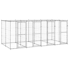 Outdoor steel dog kennel with a roof, 9.68 m² by vidaXL, Dog kennels and fences - Ref: Foro24-3082273, Price: 632,93 €, Disco...