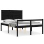 Estructura cama de matrimonio con cabecero madera maciza negra de vidaXL, Camas y somieres - Ref: Foro24-3195455, Precio: 164...