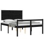 Estructura cama de matrimonio con cabecero madera maciza negra de vidaXL, Camas y somieres - Ref: Foro24-3195455, Precio: 164...